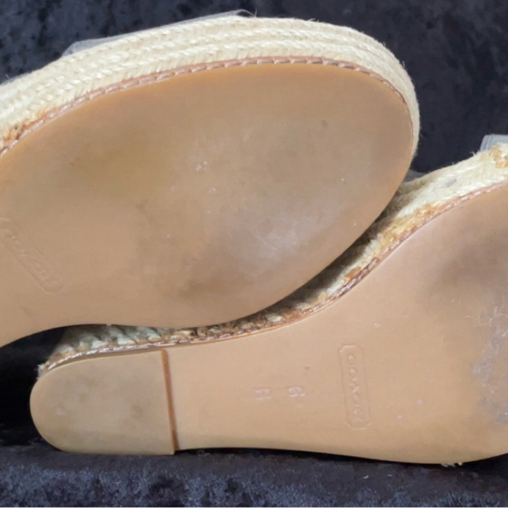 Vintage Coach 6B Silver Wedge Jute Sandals - Own a Piece of Iconic History! - Picture 5 of 7